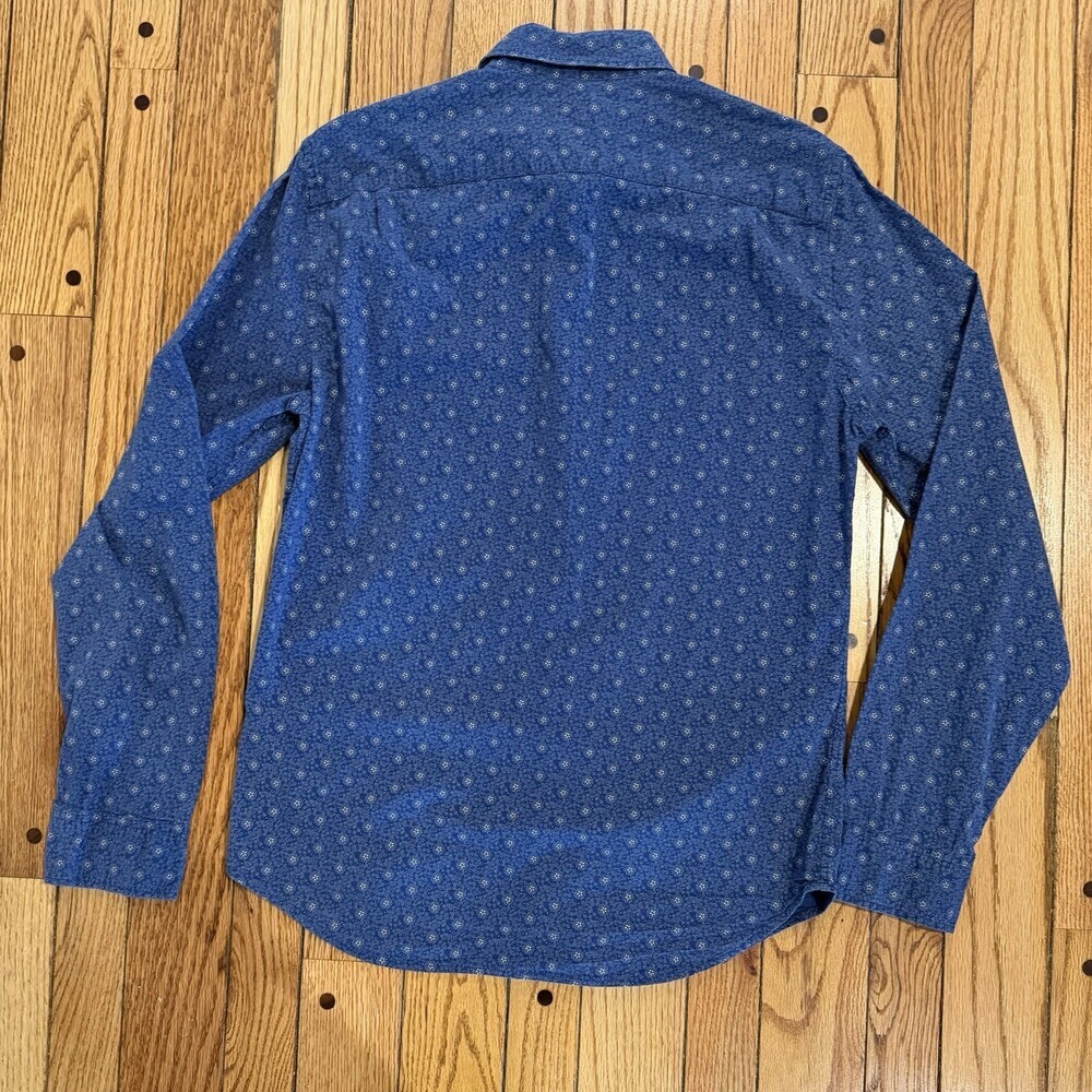 GAP Slim Fit Stretch Button Up Shirt Men’s Medium Blue Patterned Long Sleeve - Picture 2 of 9
